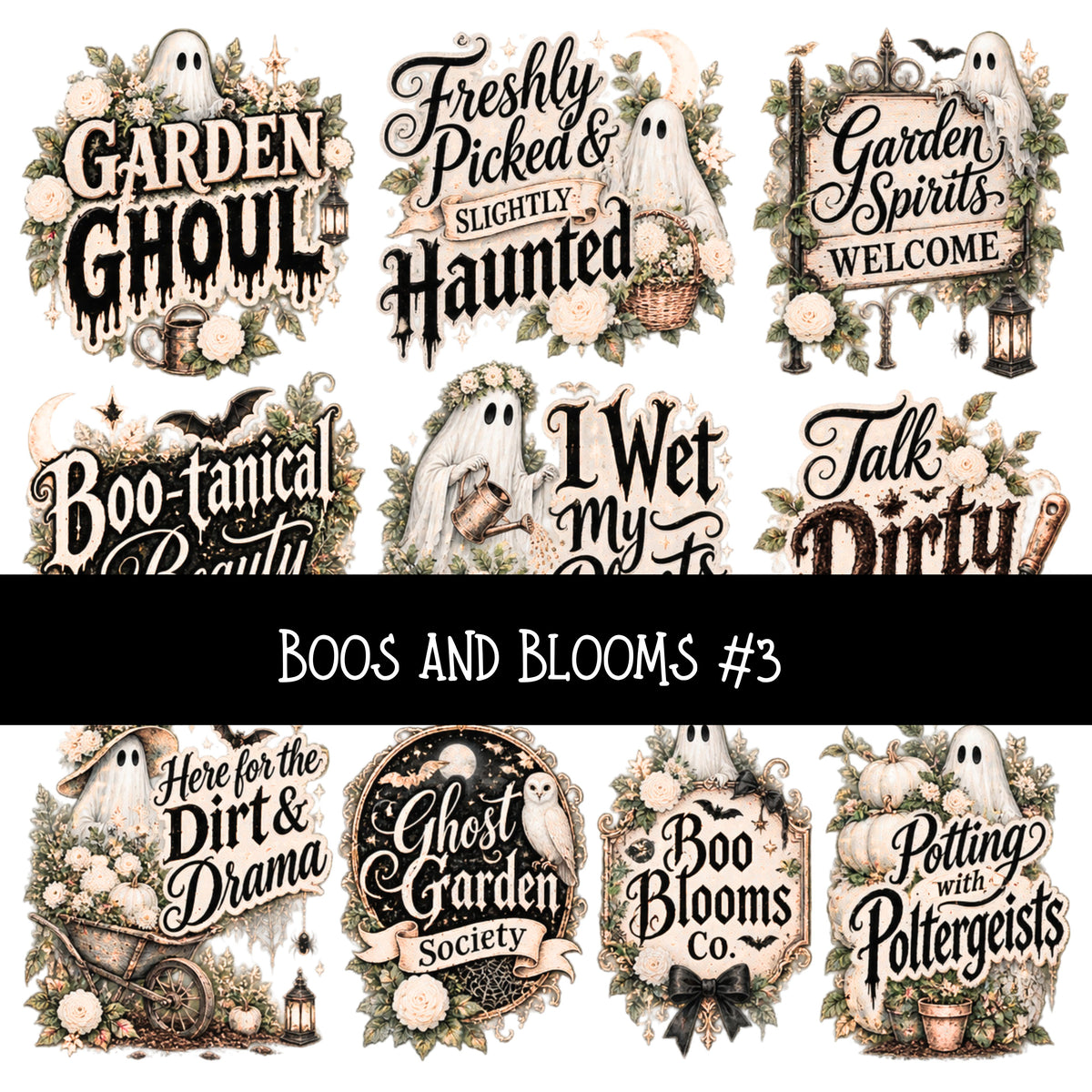 Boos and Blooms UV DTF Decal sheets 7 Designs available