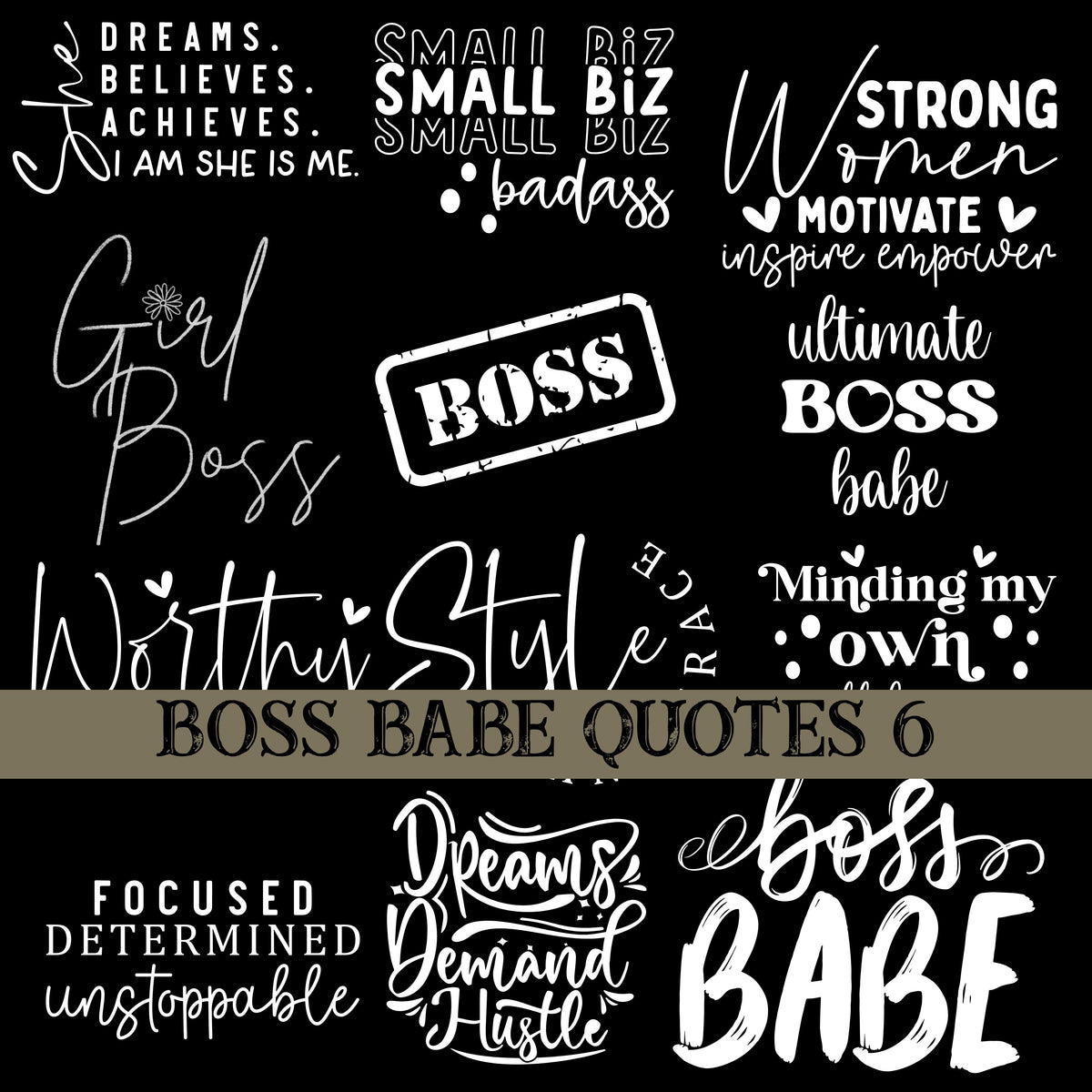 Boss babe Quotes UV DTF Decal Sheets 10 sheet Designs
