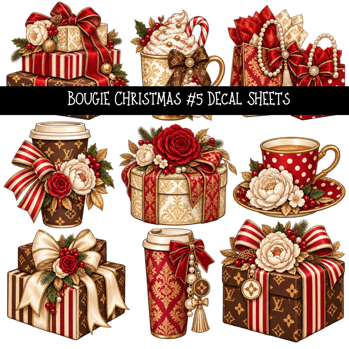 Bougie Christmas UV DTF Decal sheets 12 Designs available