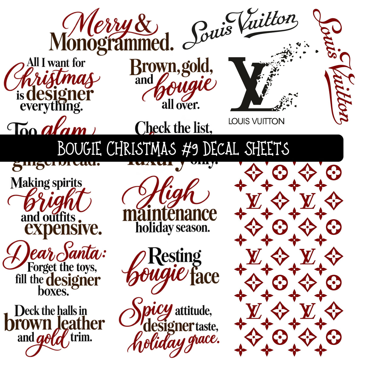 Bougie Christmas UV DTF Decal sheets 12 Designs available