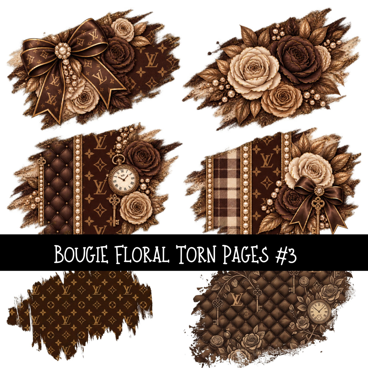 Bougie Floral Torn Pages UV DTF Decal sheets 6 Designs available