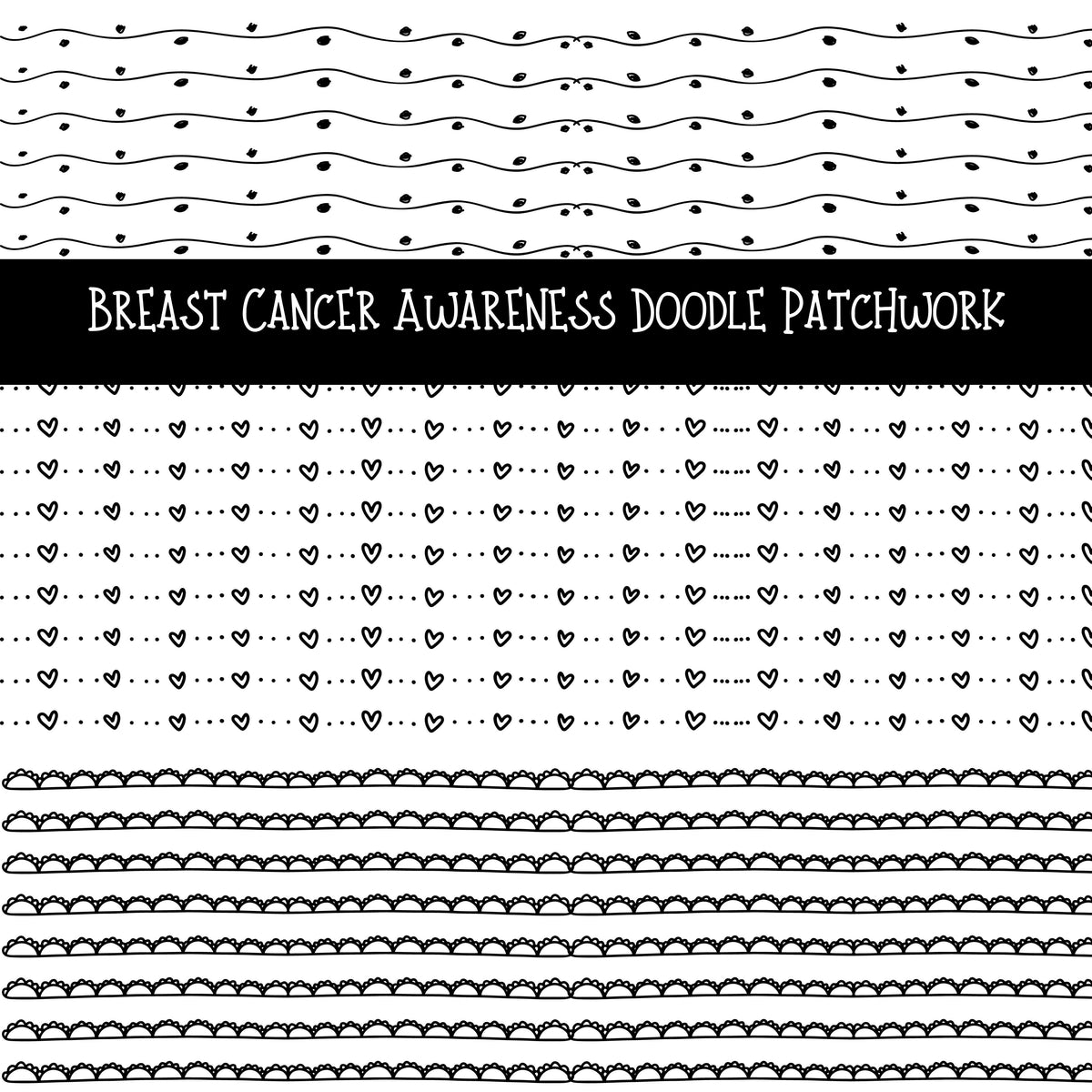 Breast Cancer Awareness Doodle Patchwork Set