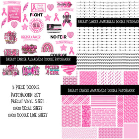 Breast Cancer Awareness Doodle Patchwork Set