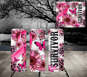 Breast Cancer Survivor Vinyl Tumbler wraps