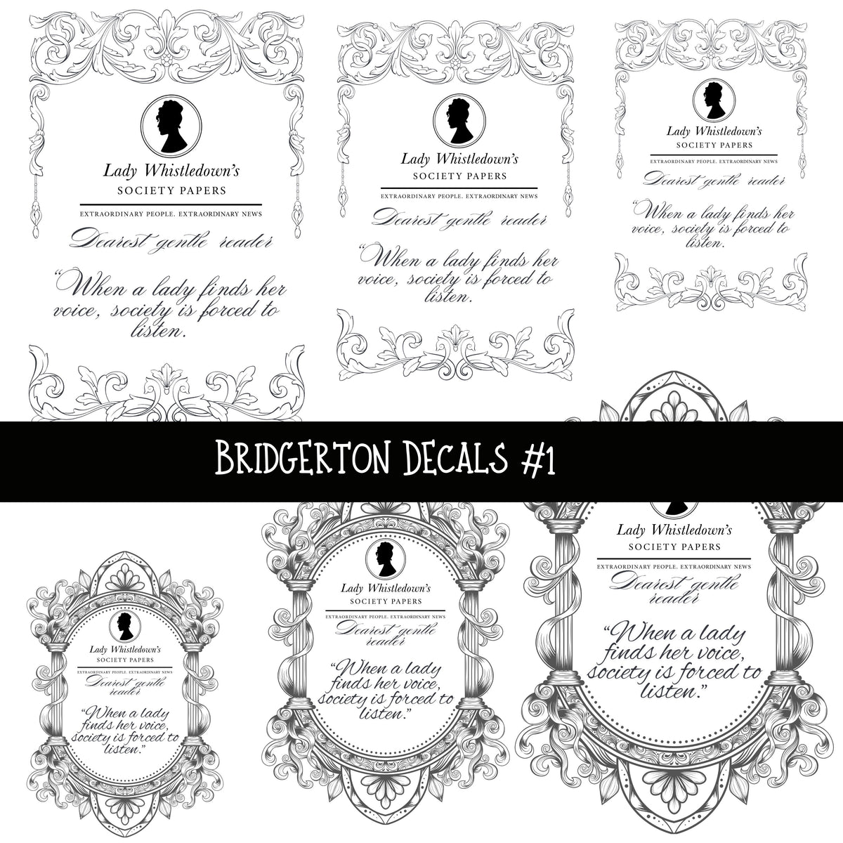 Bridgerton UV DTF Decal sheets 3 designs
