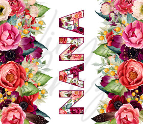 Bright Floral Border 20 or 30 oz Skinny Adhesive Vinyl Wrap