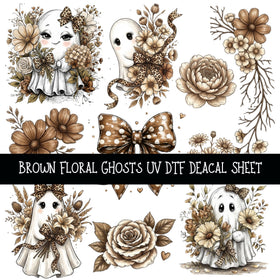 Brown Floral Ghost UV DTF Decal sheets