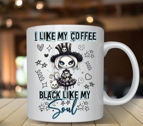 I like My Coffee Black like My Soul UV DTF Decals