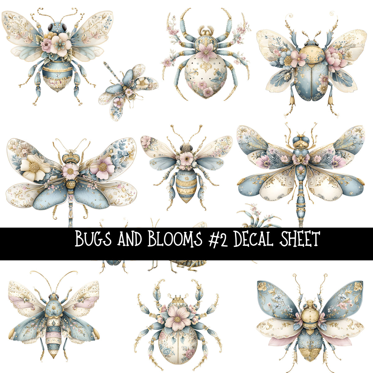 Bugs and Blooms UV DTF Decal sheets 4 design Options available
