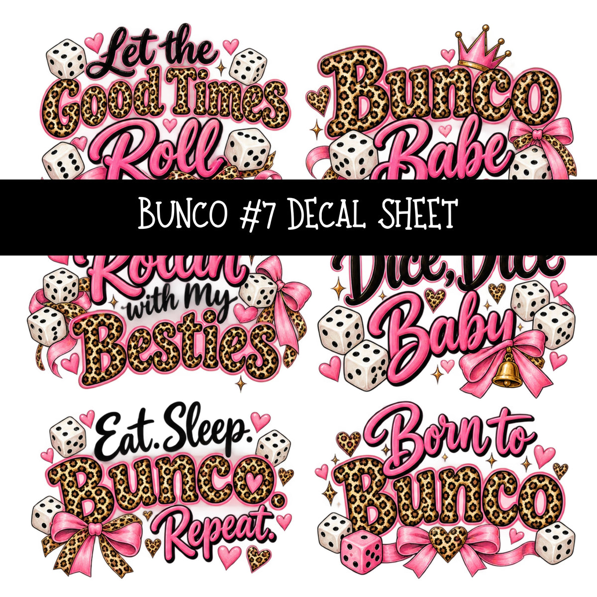 Bunco UV DTF Decal sheets 7 Designs available