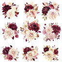 Burgundy Floral UV DTF Decal sheet