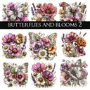 Butterflies and Blooms UV DTF Decal Sheets 2 design options