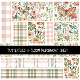 Butterflies in Bloom Patchwork precut vinyl sheet available in 12x12 or 6x6 sizes
