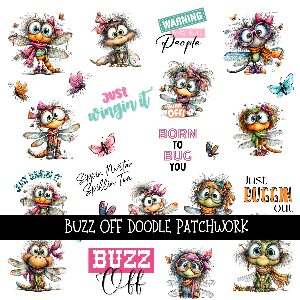 Buzz Off Doodle Patchwork Set