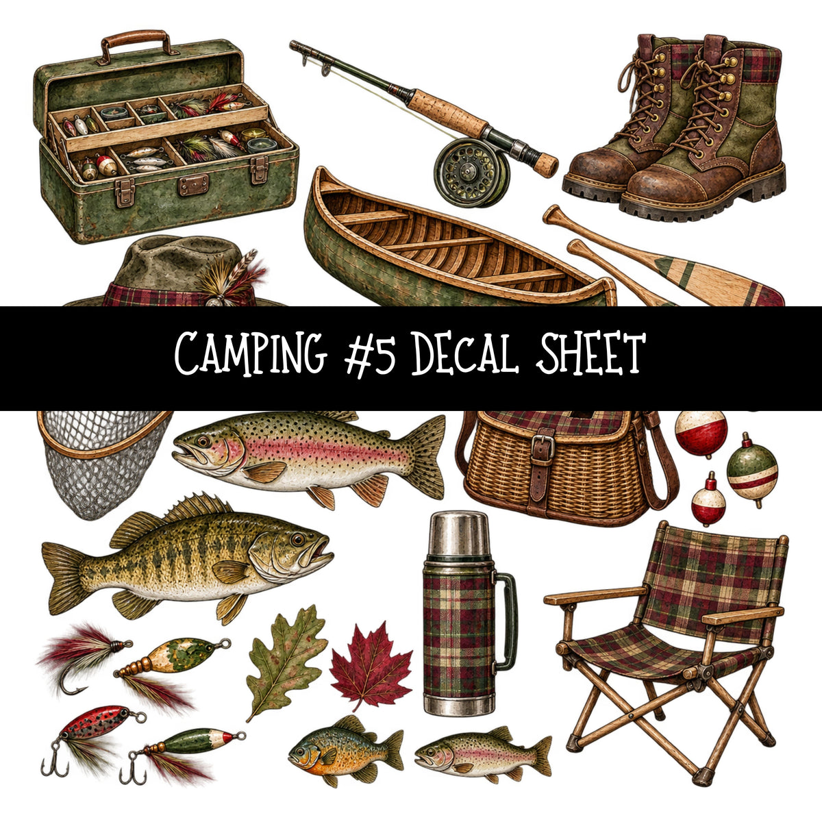 Camping UV DTF Decal sheets 11 Designs available