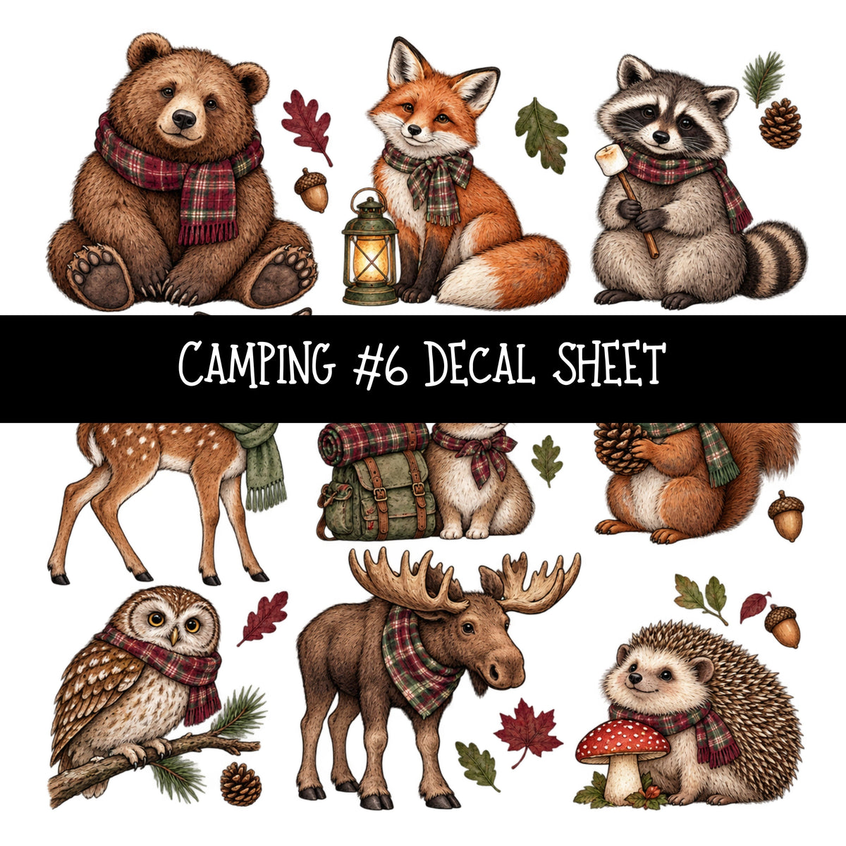 Camping UV DTF Decal sheets 11 Designs available