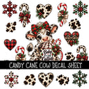 Candy Cane Cow UV DTF Decal sheets