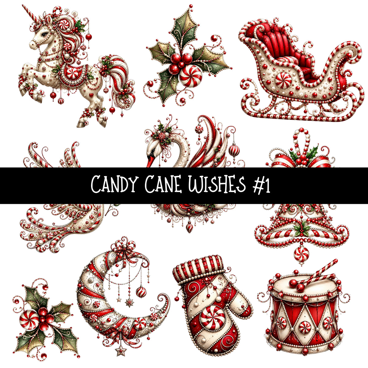 Candy Cane Wishes UV DTF Decal sheets 8 Designs available