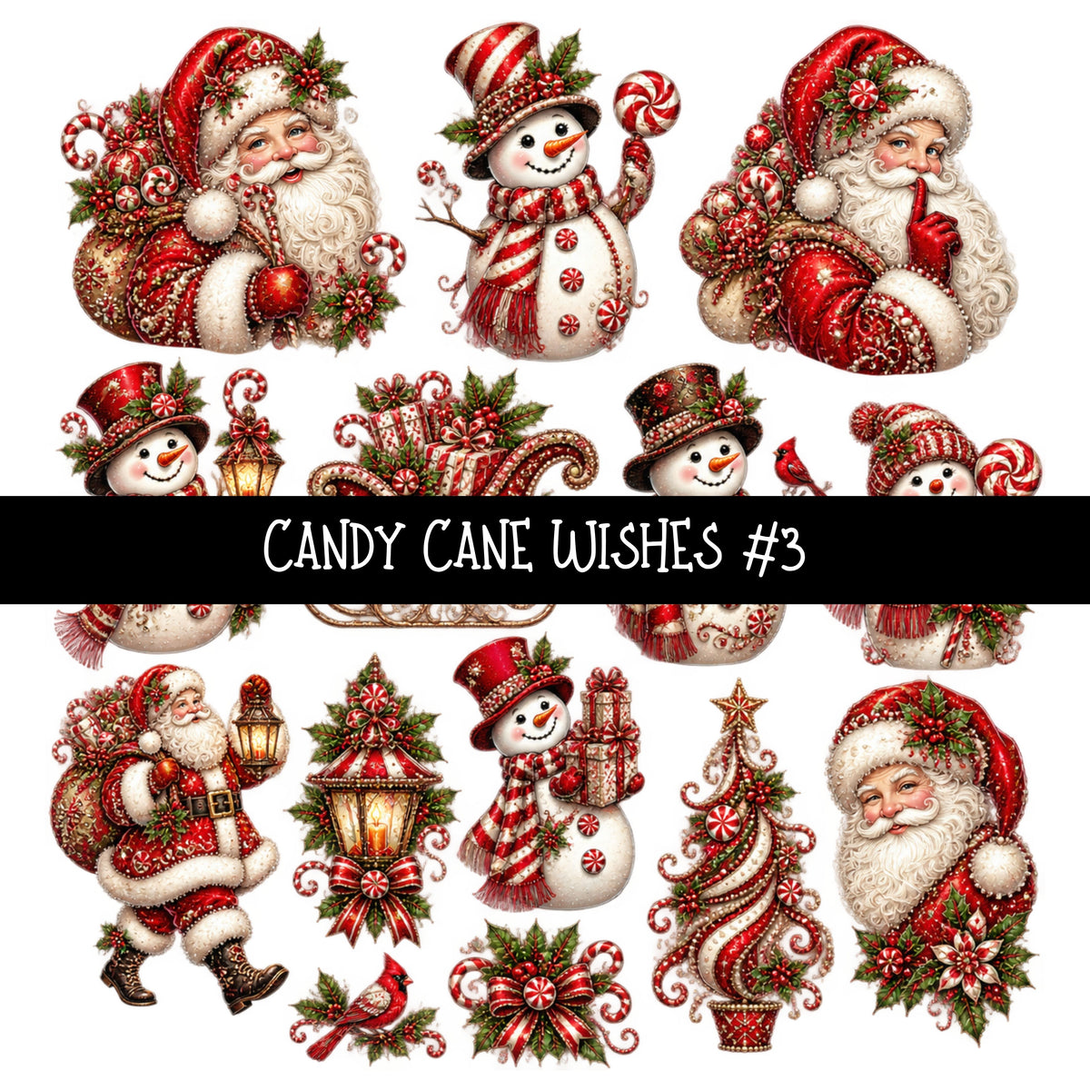 Candy Cane Wishes UV DTF Decal sheets 8 Designs available
