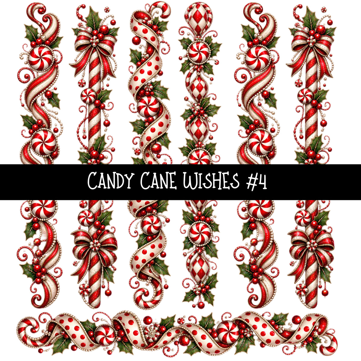 Candy Cane Wishes UV DTF Decal sheets 8 Designs available