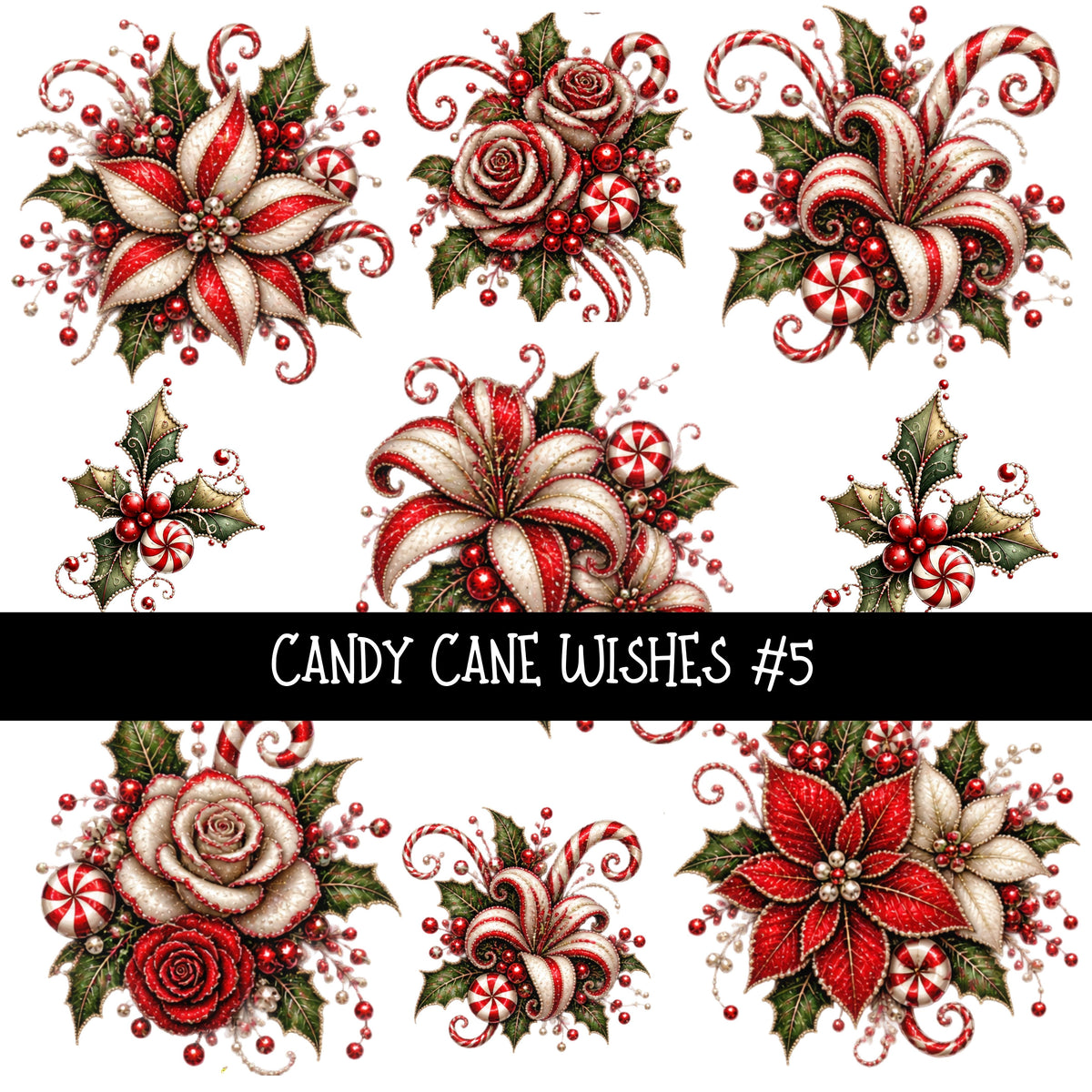 Candy Cane Wishes UV DTF Decal sheets 8 Designs available