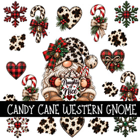 Candy Cane Western Gnome UV DTF Decal sheets