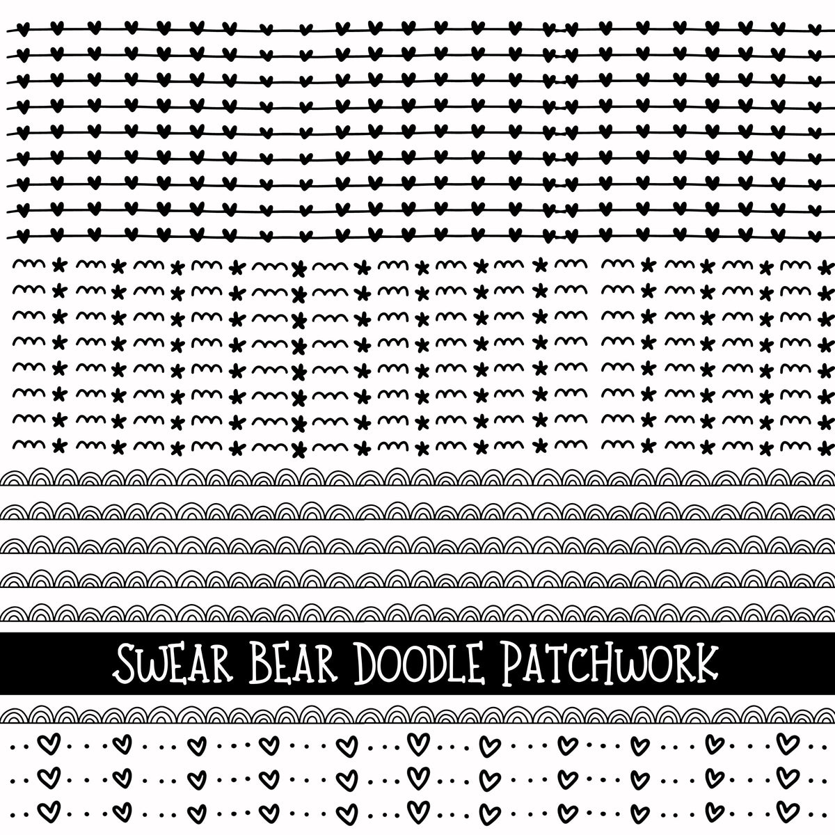 Swear Bears Doodle Patchwork Set