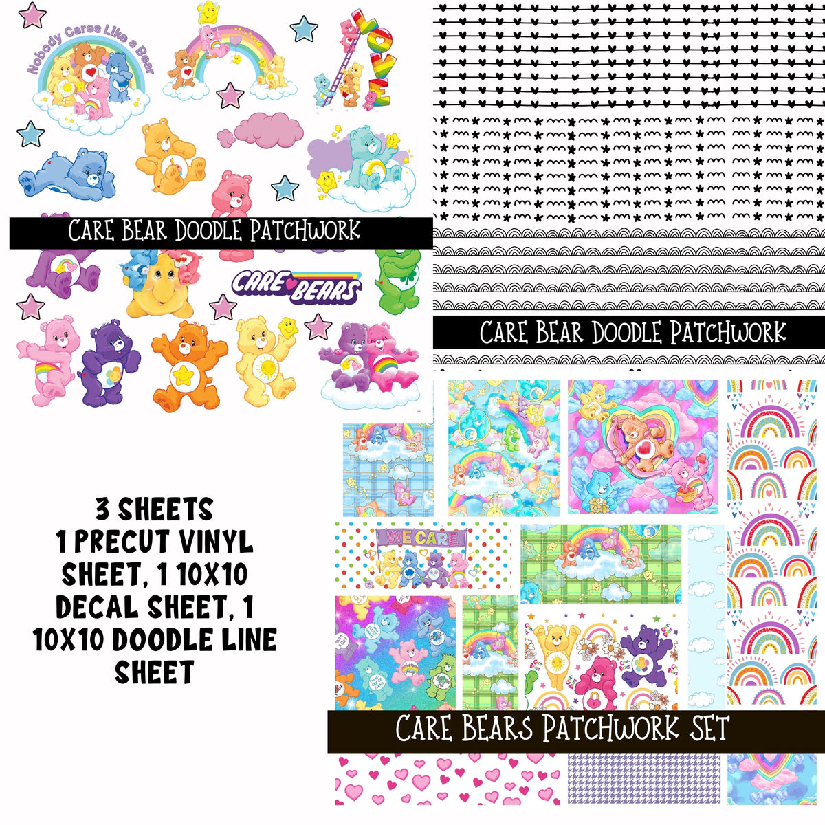 Care Bears Doodle Patchwork Set