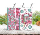 Pink Santa and Bows Vinyl Tumbler wraps