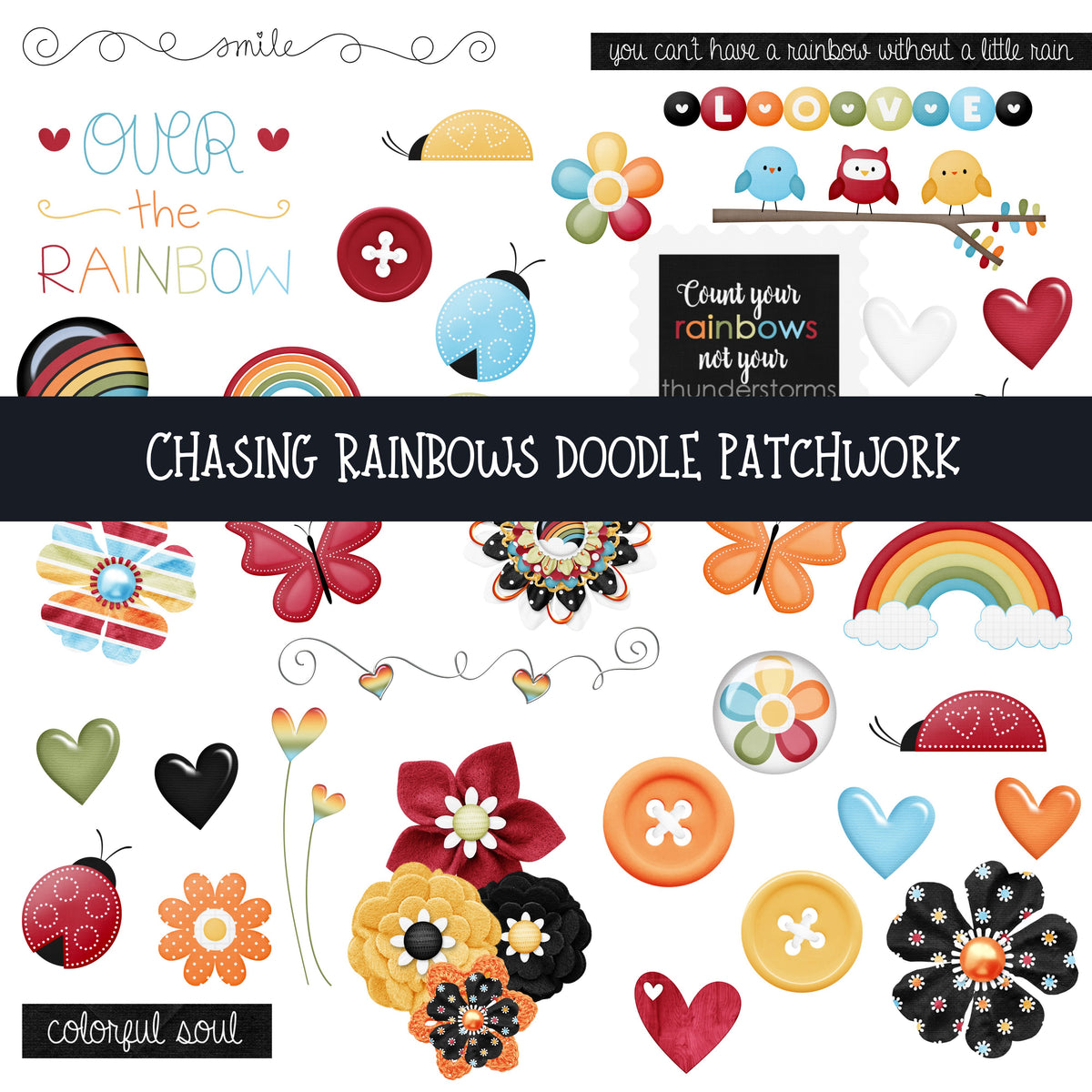 Chasing Rainbows Doodle Patchwork Set
