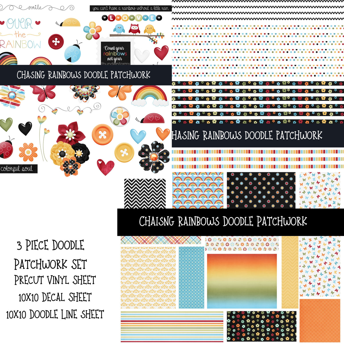 Chasing Rainbows Doodle Patchwork Set