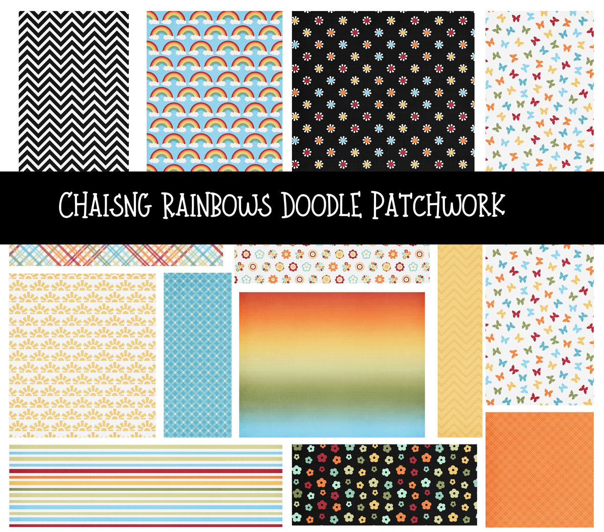Chasing Rainbows Doodle Patchwork Set