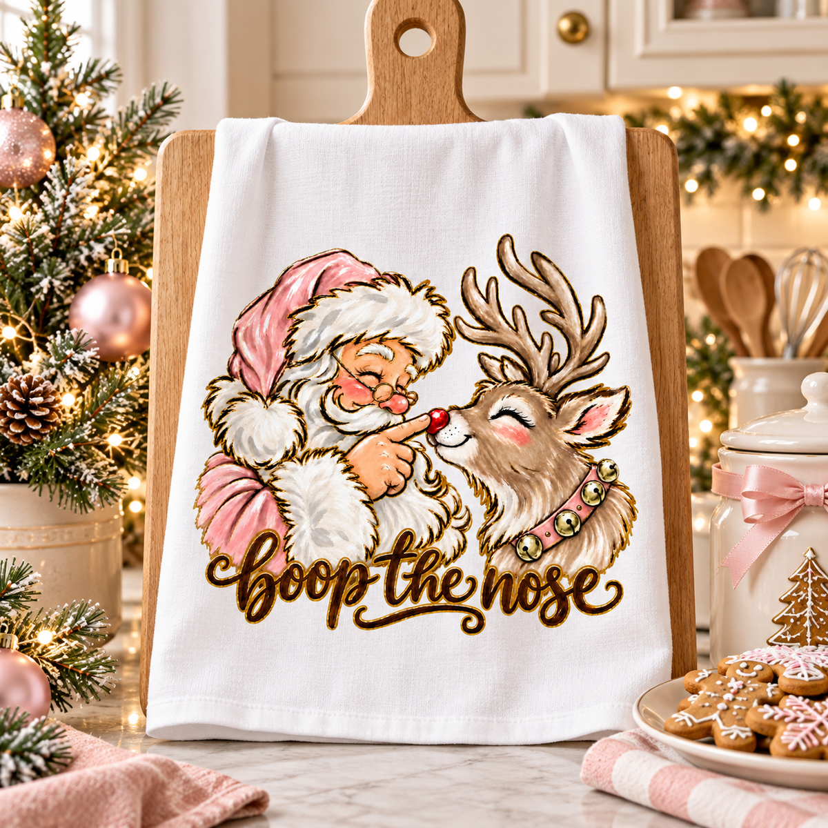 Boop the nose Santa DTF Transfers for pillows and towels