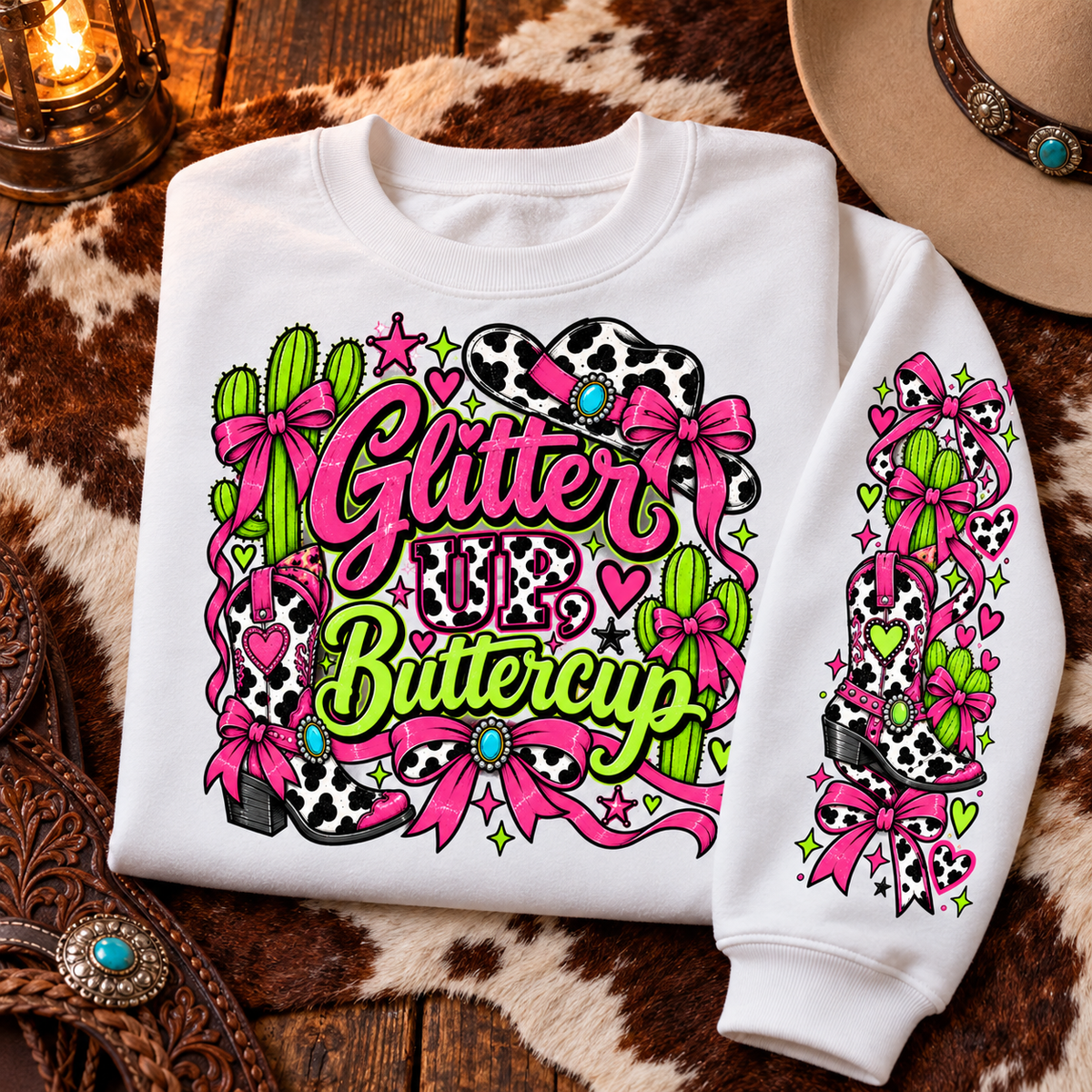 Glitter up buttercup DTF Transfers 2pc set