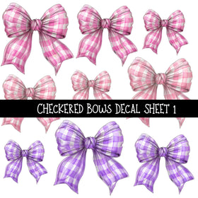 Checkered Bows UV DTF Decal sheets 3 to choose from