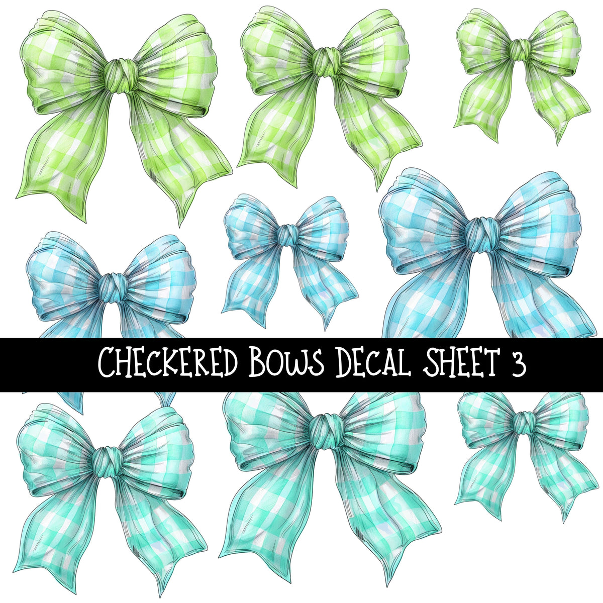 Checkered Bows UV DTF Decal sheets 3 to choose from