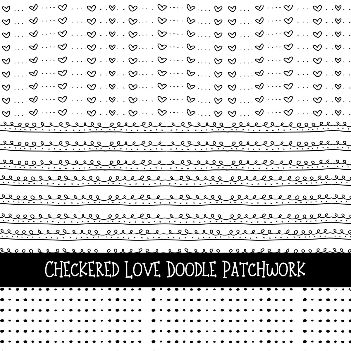 Checkered Love Doodle Patchwork Set