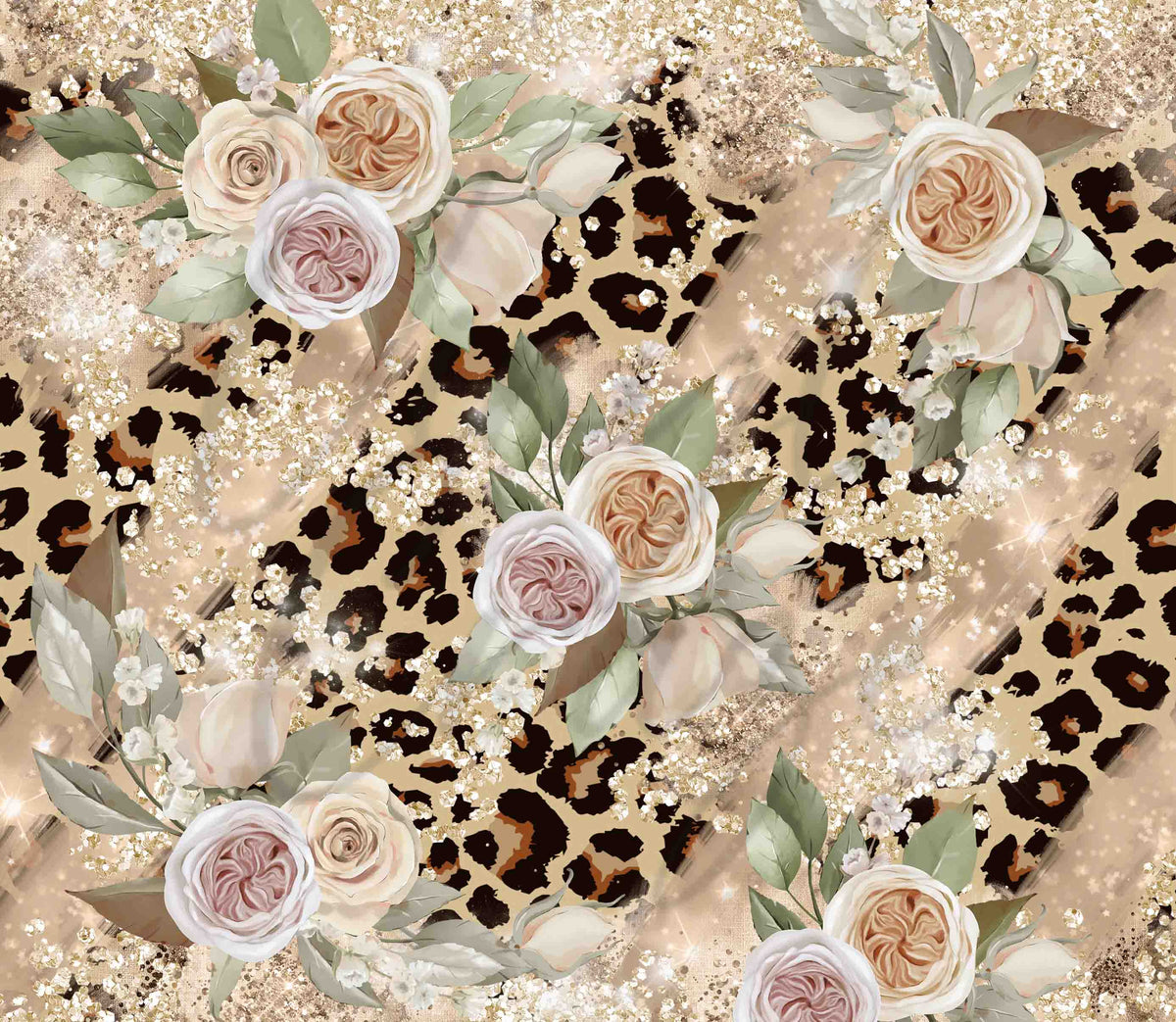 Cheetah Roses Adhesive Vinyl Wrap