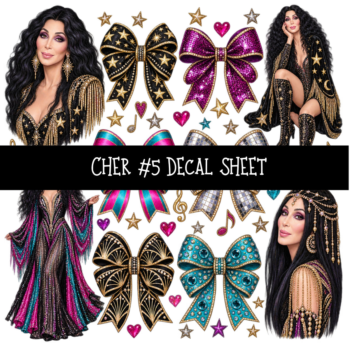 Cher UV DTF Decal sheets 12 Designs available