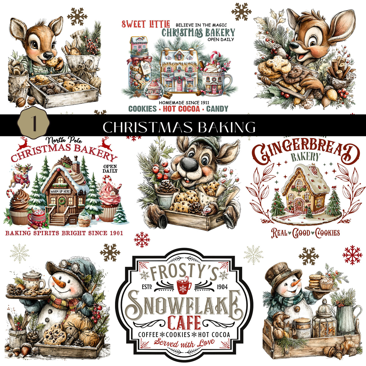Christmas Baking UV DTF Decal Sheet