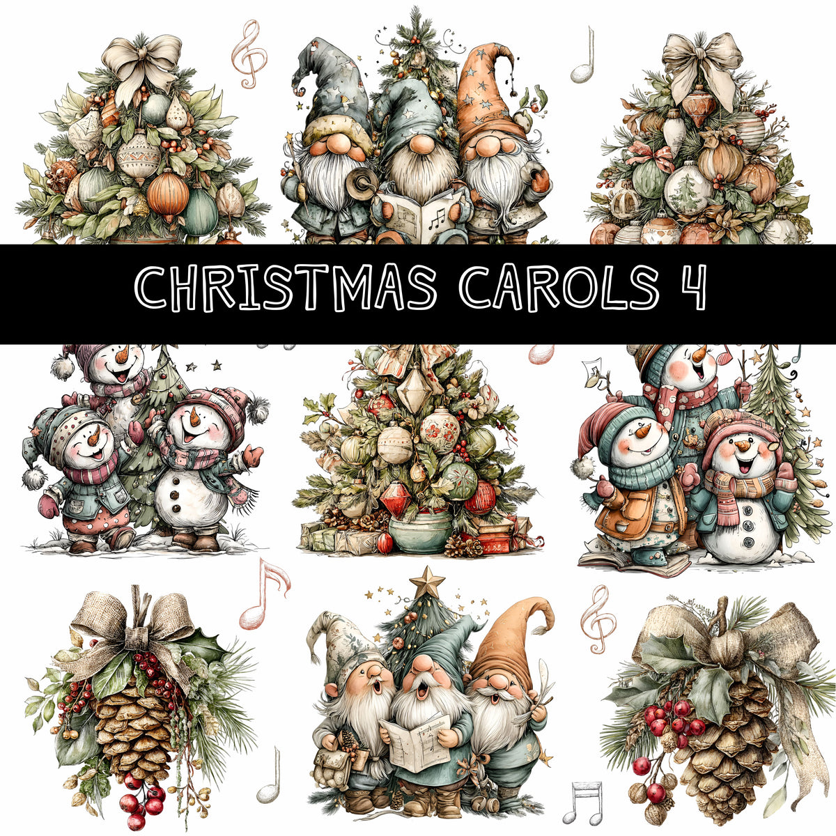 Christmas Carols UV DTF Decal Sheets 5 sheet designs to choose from