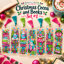 Christmas, Cocoa and Books  Bookmark UV DTF Decal sheet- 7 Designs per sheet 3 sheet options