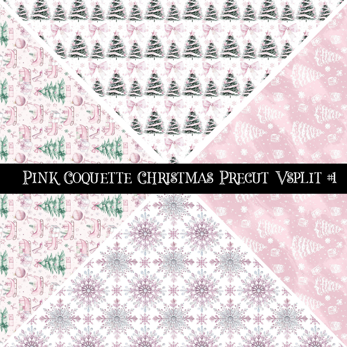 Pink Coquette Christmas precut Vsplits 12x12 vinyl sheet 2 designs available