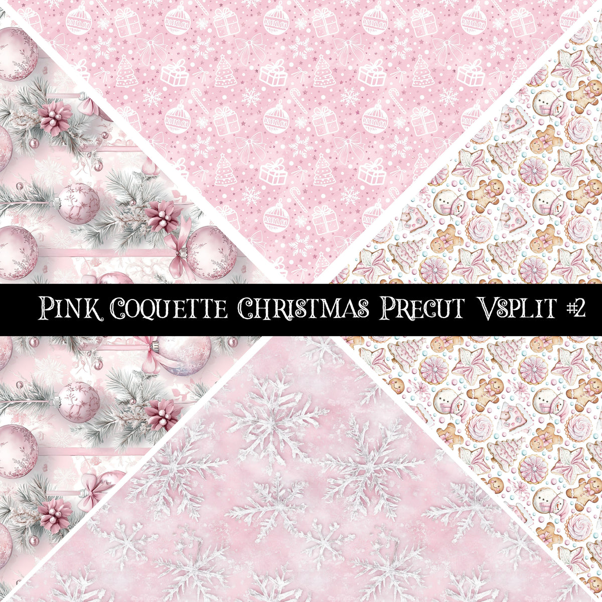 Pink Coquette Christmas precut Vsplits 12x12 vinyl sheet 2 designs available