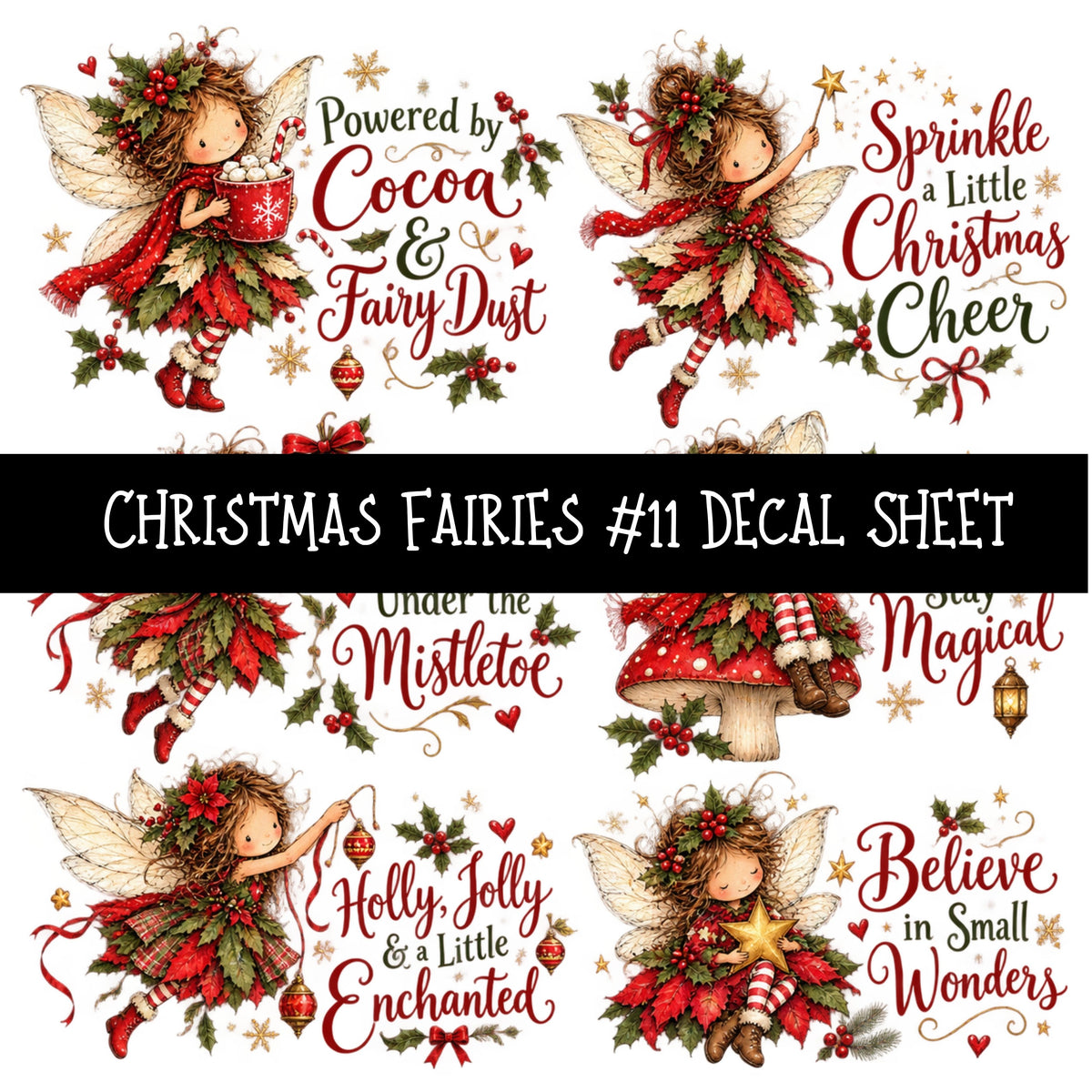 Christmas Fairies UV DTF Decal sheets 13 Designs available