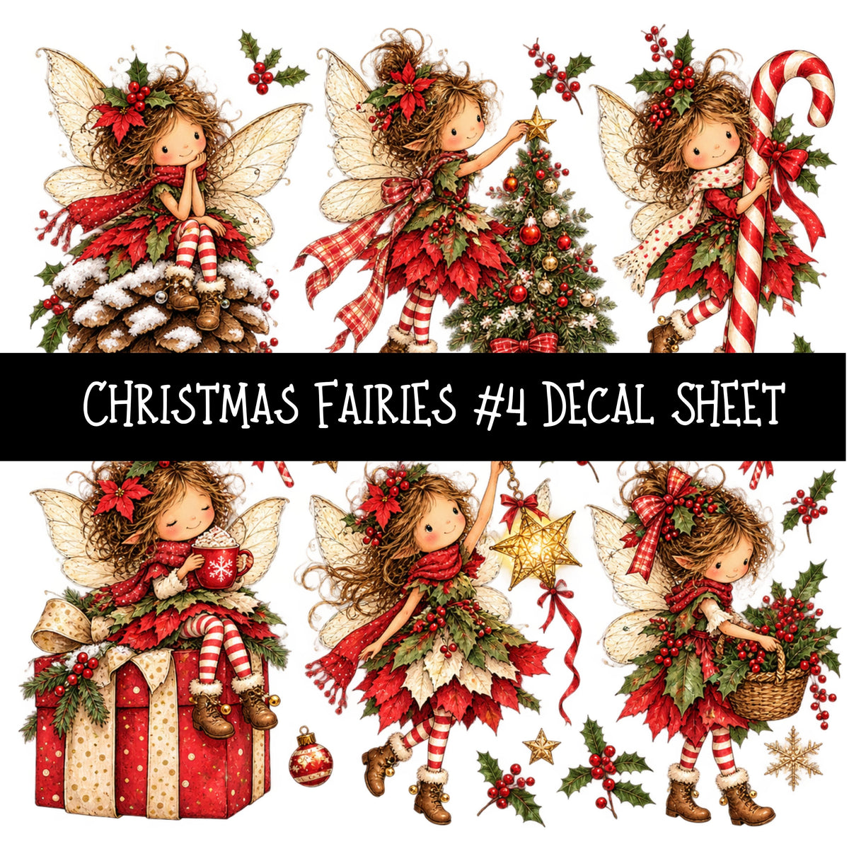 Christmas Fairies UV DTF Decal sheets 13 Designs available