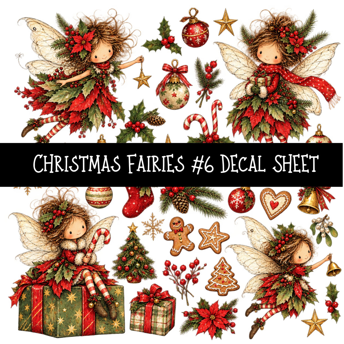 Christmas Fairies UV DTF Decal sheets 13 Designs available