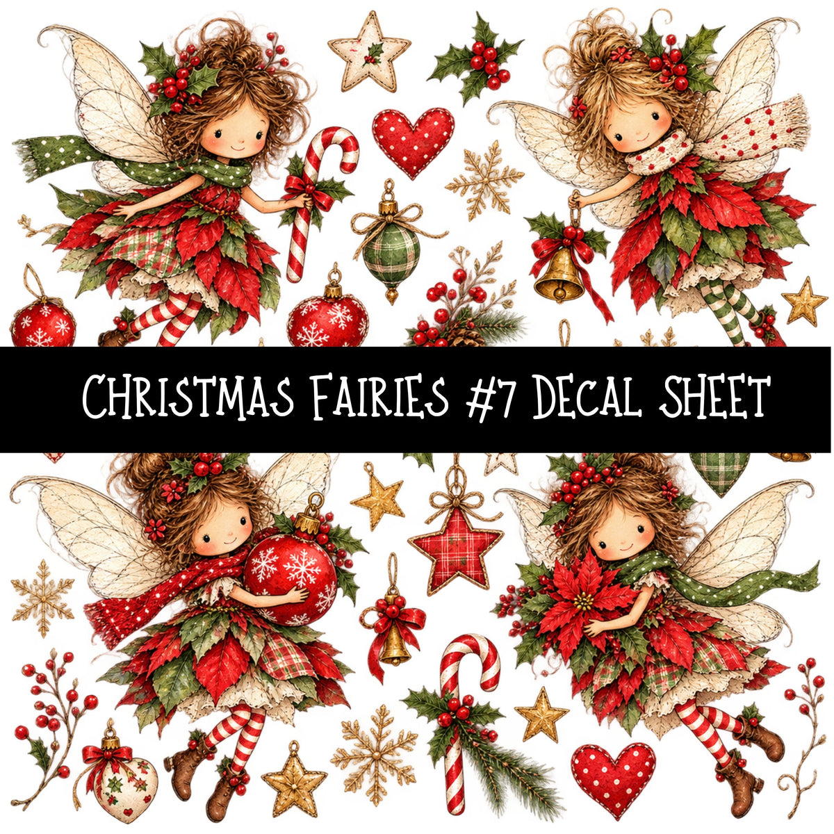 Christmas Fairies UV DTF Decal sheets 13 Designs available