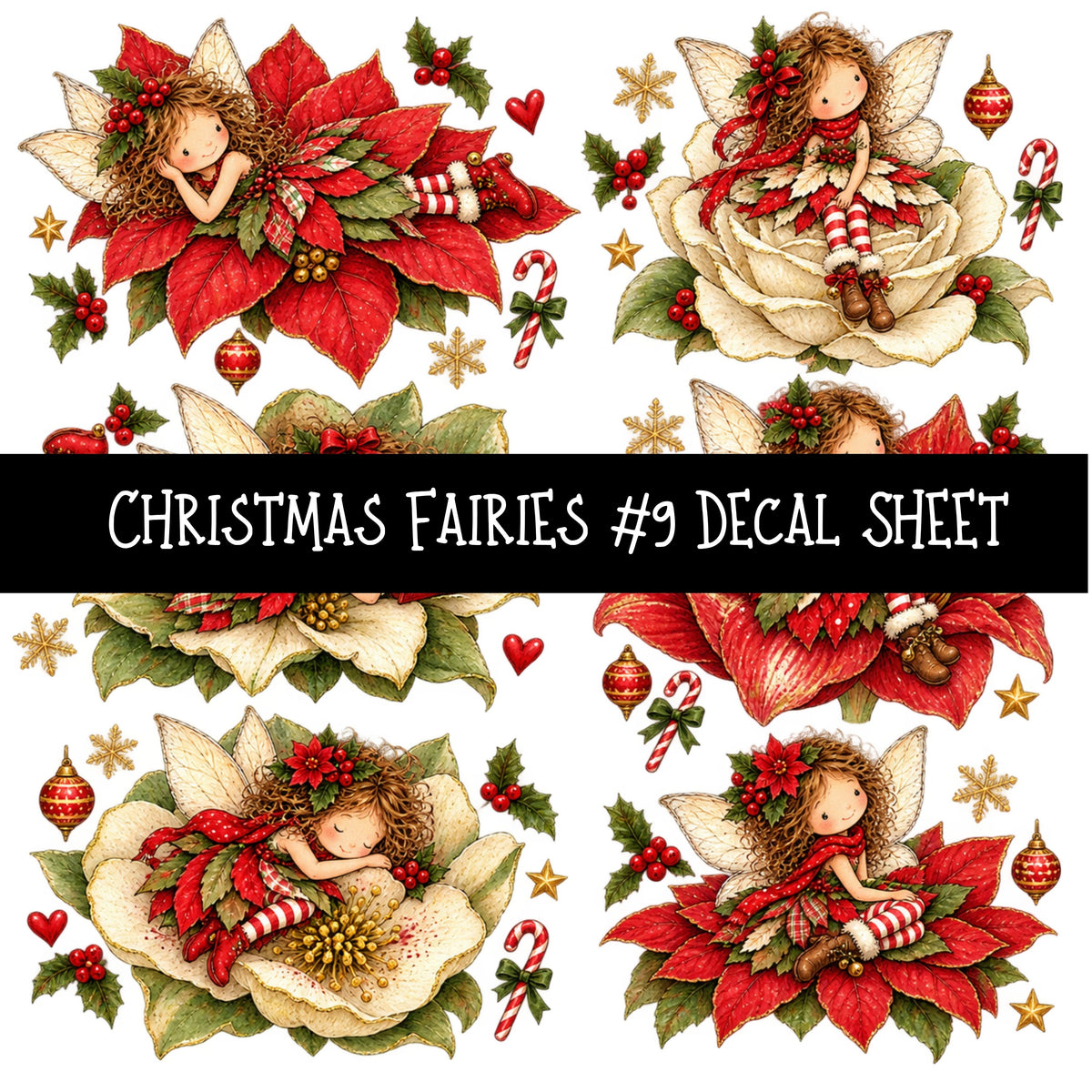 Christmas Fairies UV DTF Decal sheets 13 Designs available