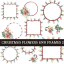 Christmas flowers and frames UV DTF Decal Sheets 3 sheet designs